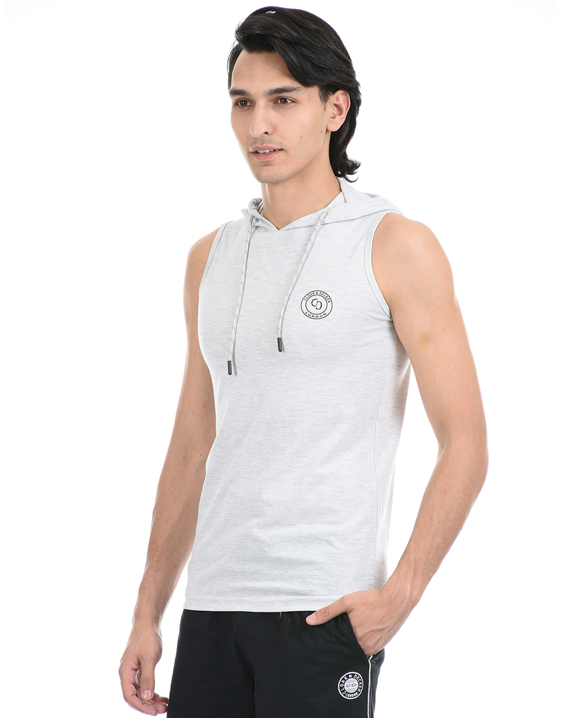 Cloak & Decker by Monte Carlo Men Off White Sleeveless Hooded Tshirt